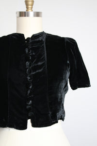 vintage 1930s black velvet blouse {m}