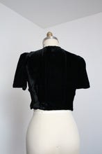 Load image into Gallery viewer, vintage 1930s black velvet blouse {m}