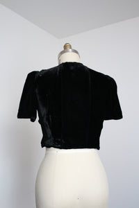 vintage 1930s black velvet blouse {m}