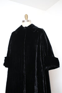 vintage 1950s black velvet swing coat {m}