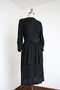 vintage 1940s black bow dress {L}