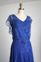 Load image into Gallery viewer, vintage 1930s blue lace dress {s/m} as-is