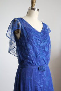 vintage 1930s blue lace dress {s/m} as-is