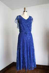 vintage 1930s blue lace dress {s/m} as-is