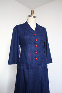 vintage 1940s blue skirt set {m}