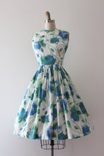 Load image into Gallery viewer, vintage 1960s blue rose print dress