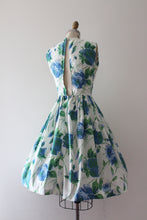 Load image into Gallery viewer, vintage 1960s blue rose print dress
