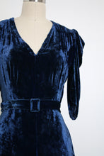 Load image into Gallery viewer, vintage 1930s blue velvet dress