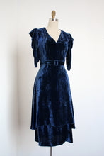 Load image into Gallery viewer, vintage 1930s blue velvet dress