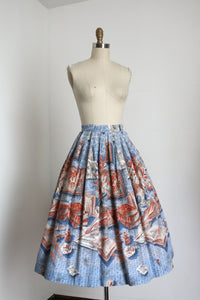 vintage 1950s border print skirt {xs}