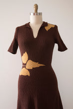 Load image into Gallery viewer, vintage 1950s novelty knit leaf dress