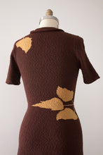 Load image into Gallery viewer, vintage 1950s novelty knit leaf dress