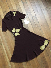Load image into Gallery viewer, vintage 1950s novelty knit leaf dress