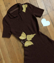 Load image into Gallery viewer, vintage 1950s novelty knit leaf dress