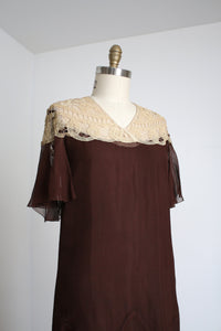 vintage 1930s brown silk dress {s}