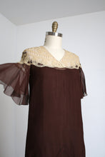 Load image into Gallery viewer, vintage 1930s brown silk dress {s}