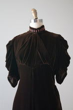 Load image into Gallery viewer, vintage 1930s brown velvet dress