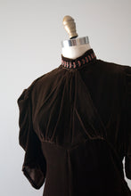 Load image into Gallery viewer, vintage 1930s brown velvet dress