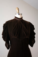 Load image into Gallery viewer, vintage 1930s brown velvet dress