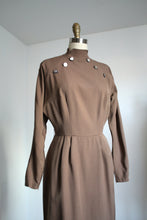 Load image into Gallery viewer, vintage 1950s brown wool dress {s}
