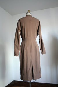 vintage 1950s brown wool dress {s}