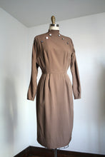 Load image into Gallery viewer, vintage 1950s brown wool dress {s}