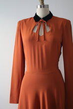 Load image into Gallery viewer, vintage 1940s orange crepe dress