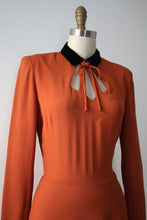 Load image into Gallery viewer, vintage 1940s orange crepe dress
