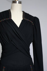 vintage 1930s black rayon gown {s}