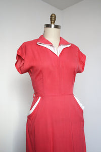 vintage 1940s 50s coral dress {L}