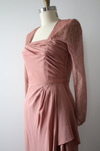 Load image into Gallery viewer, vintage 1940s rayon and lace dress