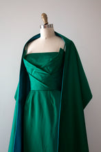 Load image into Gallery viewer, vintage 1950s emerald green dress and shawl set