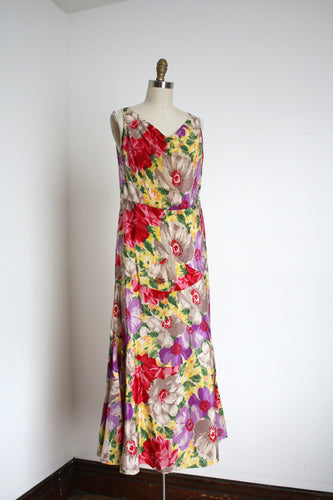 vintage 1930s floral silk maxi dress {M}