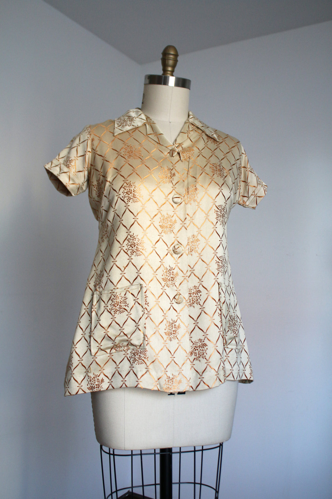 vintage 1940s gold blouse {L}