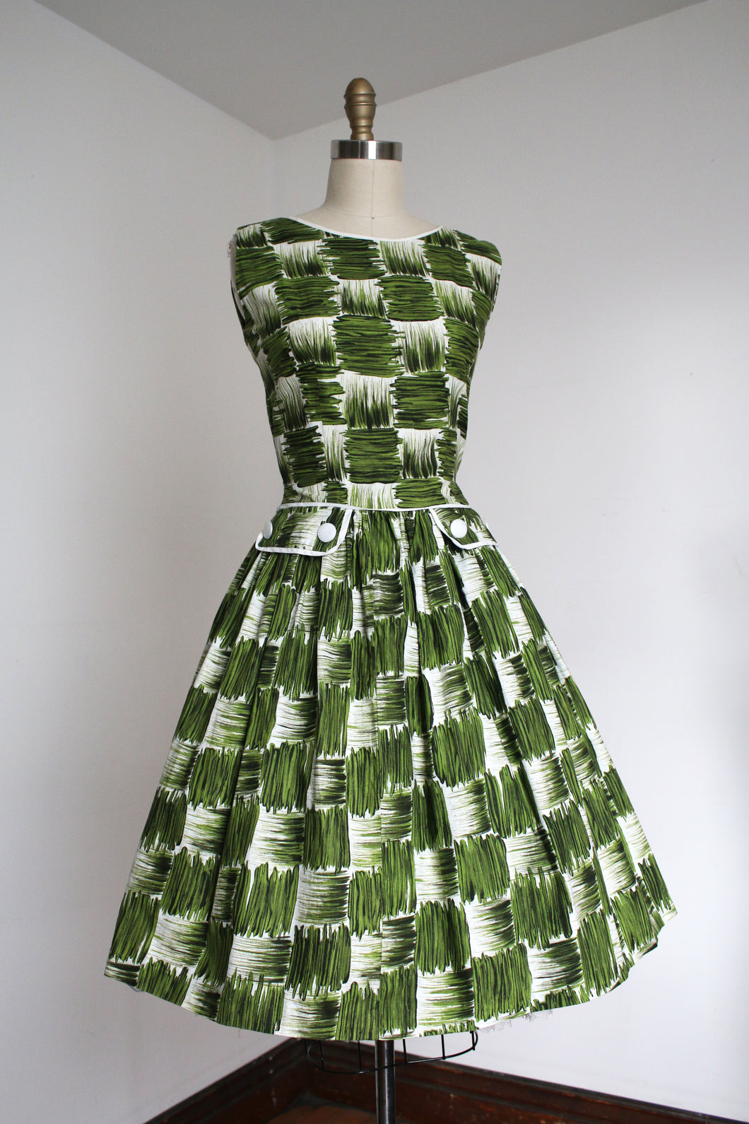 vintage 1960s green cotton dress {xs}