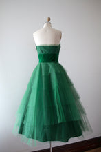 Load image into Gallery viewer, vintage 1950s green party dress