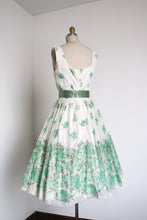 Load image into Gallery viewer, vintage 1950s green floral party dress {xs}