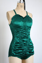 Load image into Gallery viewer, vintage 1940s green swimsuit {xs-m}