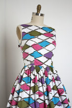 Load image into Gallery viewer, vintage 1960s harlequin sun dress