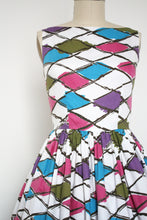 Load image into Gallery viewer, vintage 1960s harlequin sun dress