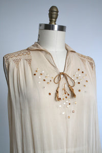 vintage 1920s embroidered folk dress {L}