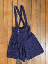Load image into Gallery viewer, vintage 90s does 30s polka dot shorteralls {S}