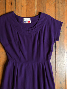 vintage 1950s wool purple dress {s}