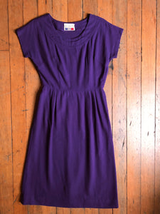 vintage 1950s wool purple dress {s}