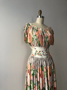 vintage 1940s rayon floral gown