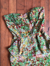 Load image into Gallery viewer, vintage 1950s silk strapless novelty dress