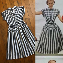 Load image into Gallery viewer, vintage 1950s Vicky Vaughn black and white dress