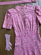 Load image into Gallery viewer, vintage 1930s pink lace dress set