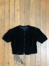 Load image into Gallery viewer, vintage 1930s black velvet blouse {m}