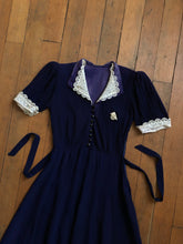 Load image into Gallery viewer, vintage 1930s blue rayon dress